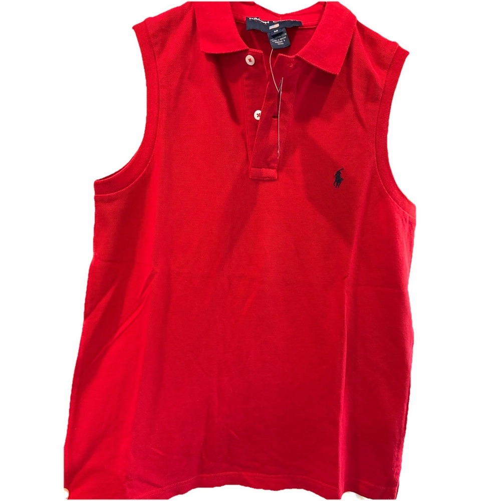Ralph Lauren Ladies Sleeveless Polo Shirt Pony Logo Embroidery Red M Japan